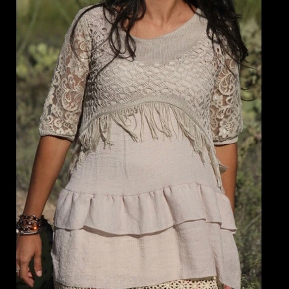 Selfie Couture by Trendology Sweaters - BOHO crochet fringe Tunic/Dress Selfie Couture by Trendology